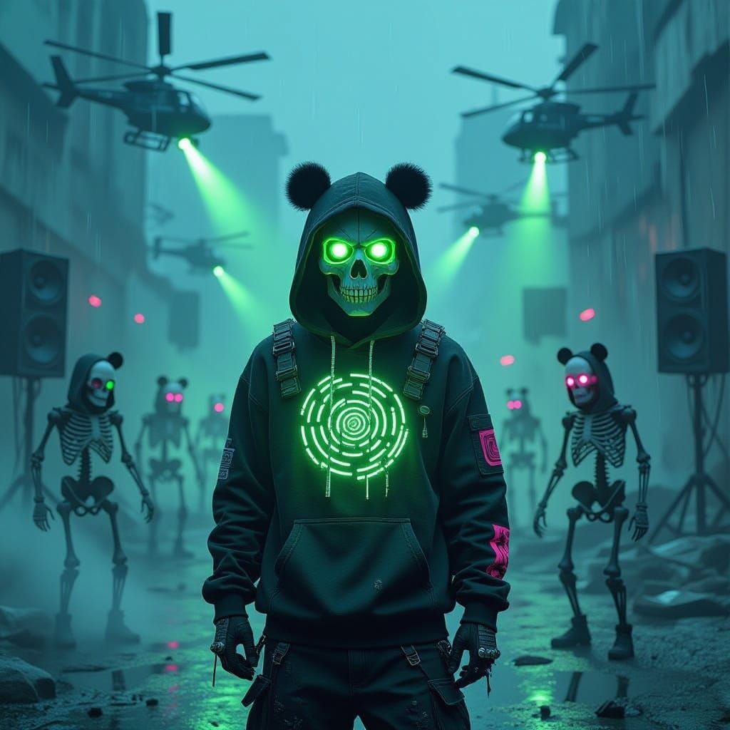 Post-Apocalyptic Rave Leader with Panda Ears
