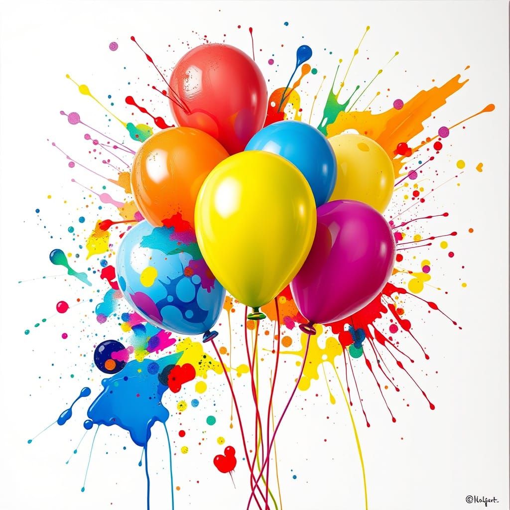 Rainbow Balloon Paint Splash in Pop Art Style