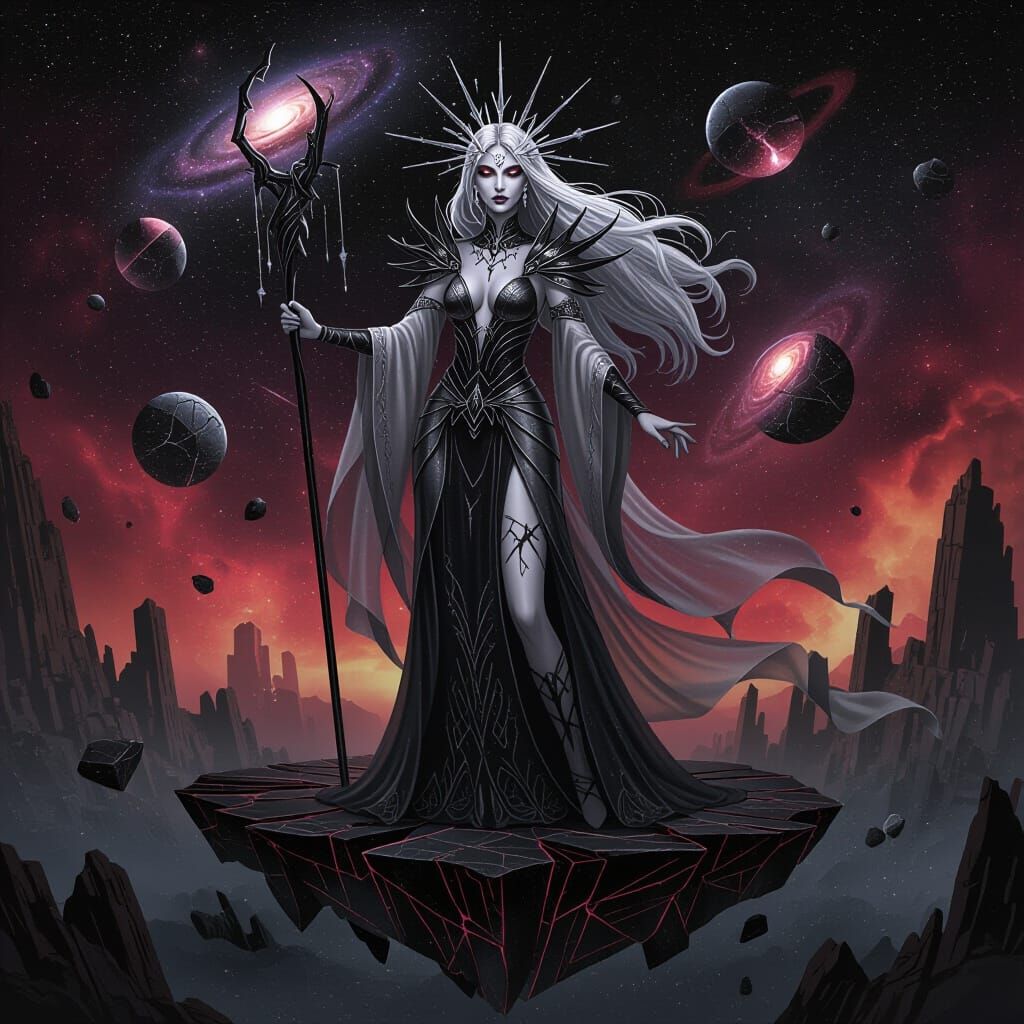 Celestial Empress in Cosmic Dark Fantasy Style