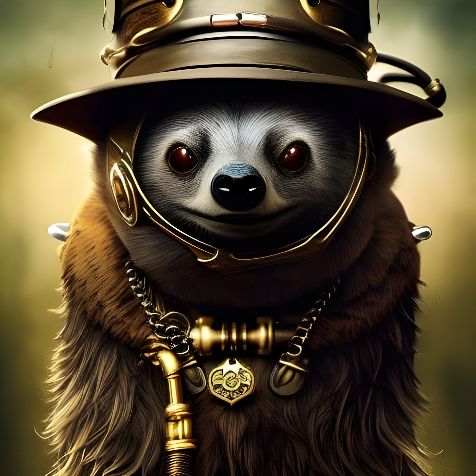 Steampunk Sloth Portrait in Fantasy Style
