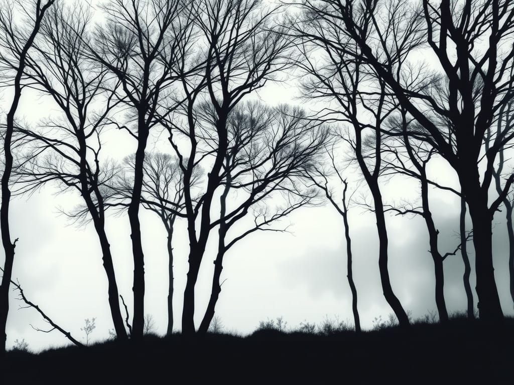Surreal Watercolor Silhouettes in Hazy Reflection
