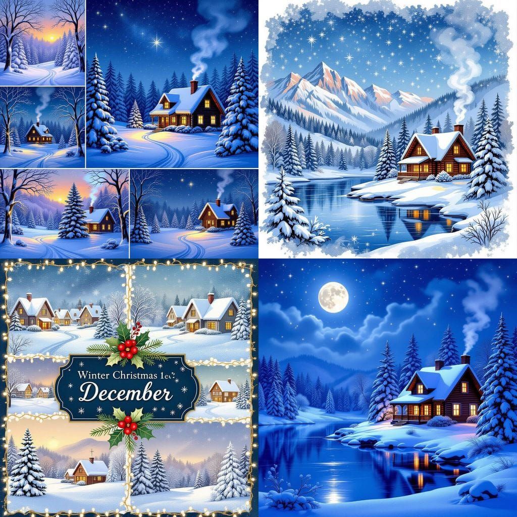 Festive Winter Landscape Collage in December