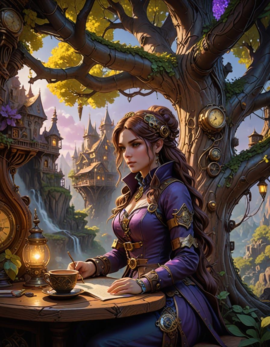 Steampunk Treehouse Sanctuary in Vintage Storybook Style