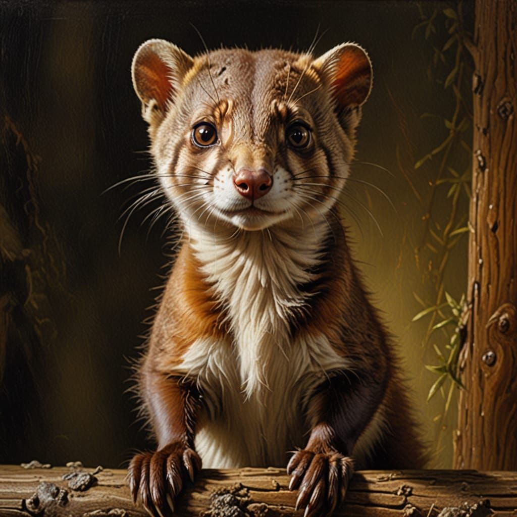 Intricate Portrait of a Weasel in Warm Golden Light