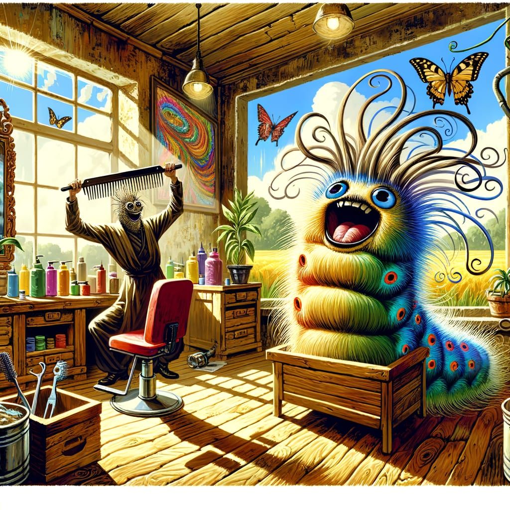 excited hairy caterpillar