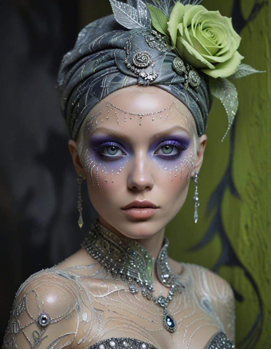 Avant-Garde Model with Grunge Tattoos and Vintage Style