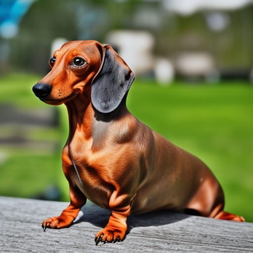 Dachshund Gazing at Bird: Realistic Detailed Photography