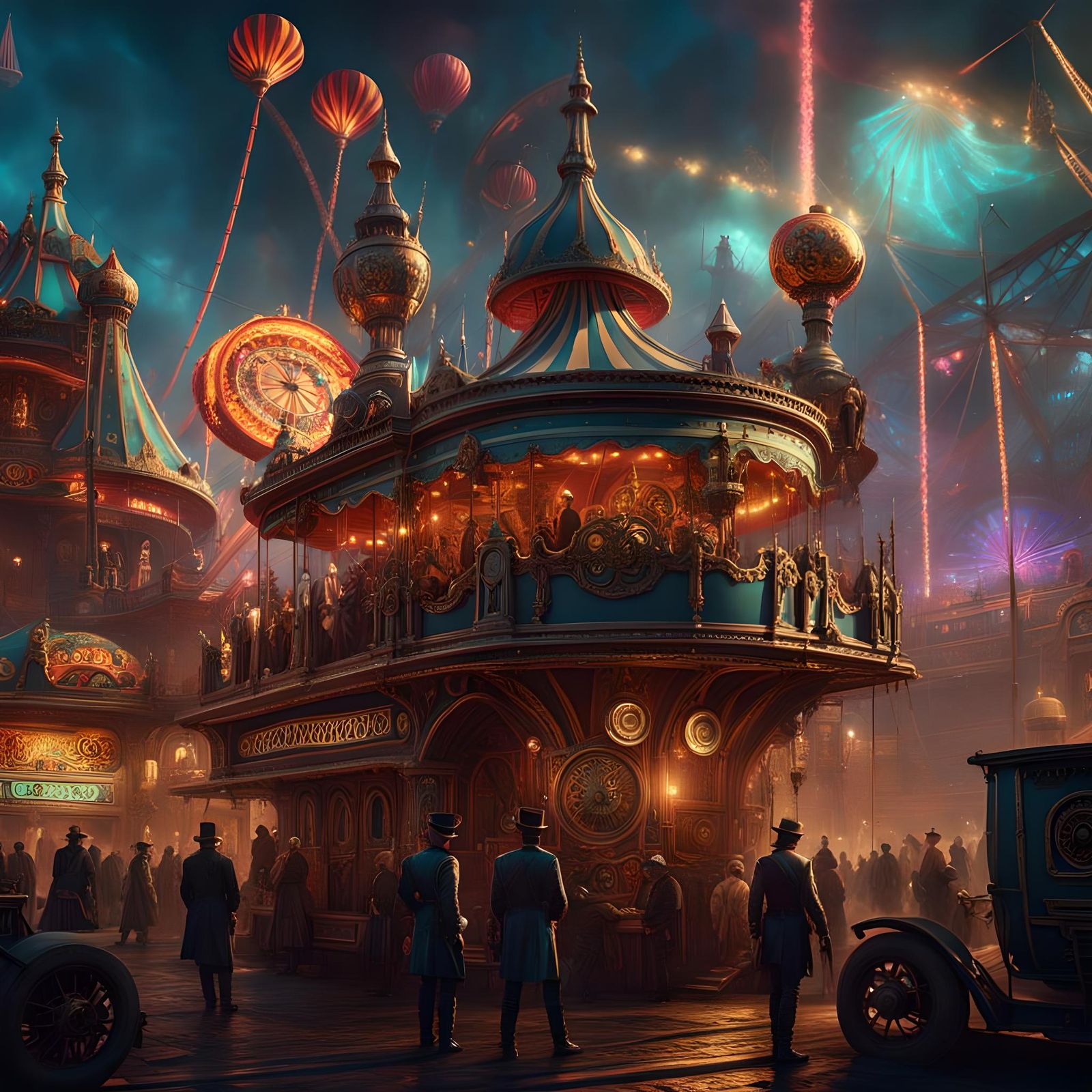 Psychedelic Steampunk Circus: Detailed Concept Art