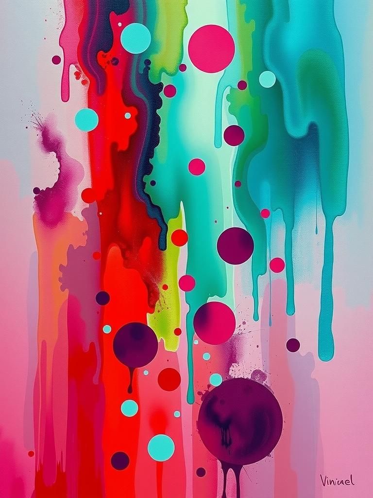 Abstract Fluid Paint Strokes in Oil Painting Style