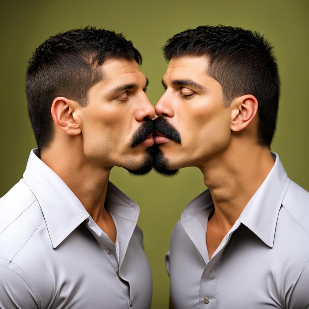 Identical Mexican Twins Kissing