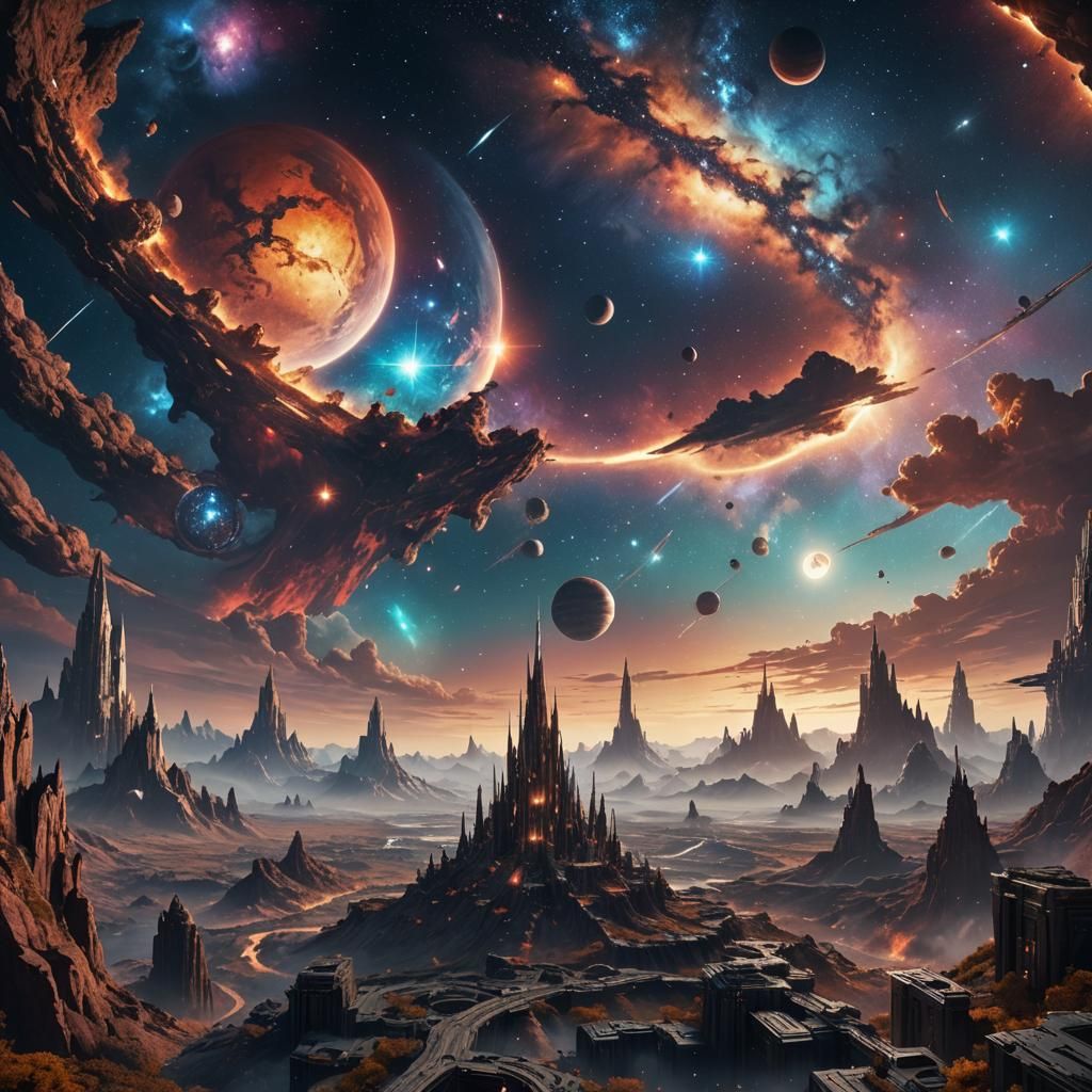 Fantastical Galaxy Sky with Deep Color Details