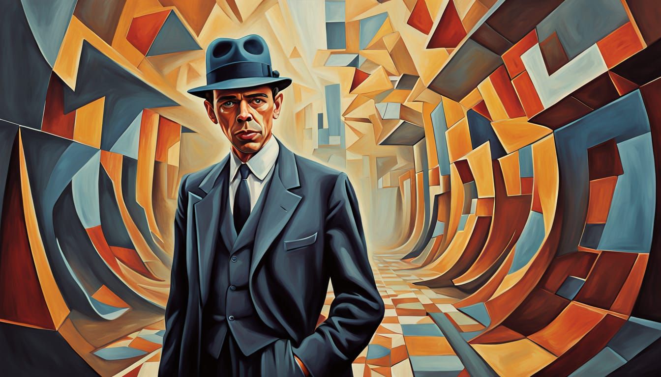 Jacques Brel as Cubist Portrait in Geometric Style