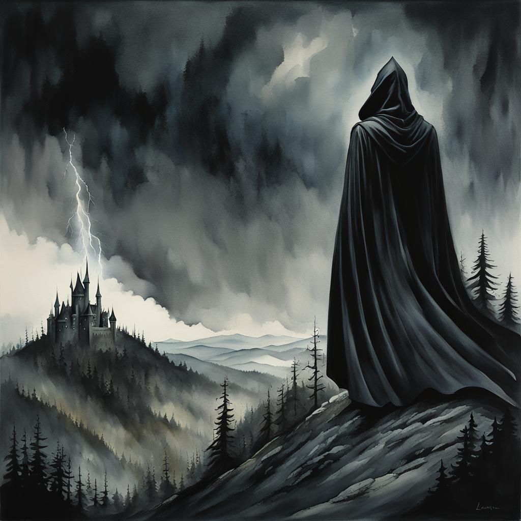 Apocalyptic Thunderstorm Over Forest as Digital Art