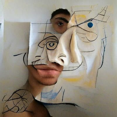 Cubist Portrait of a Face in Picasso Style