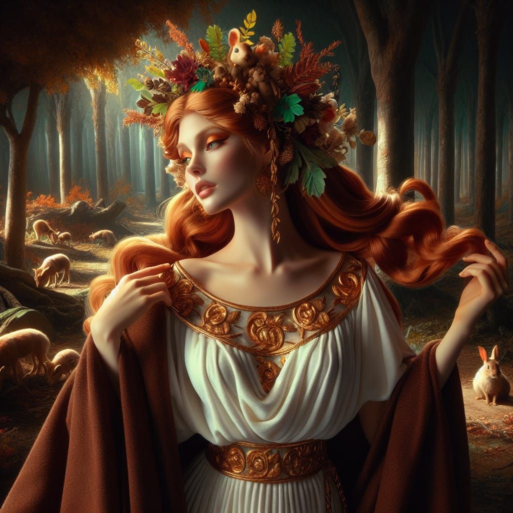 Etruscan Goddess Cel in Ancient Forest Glory