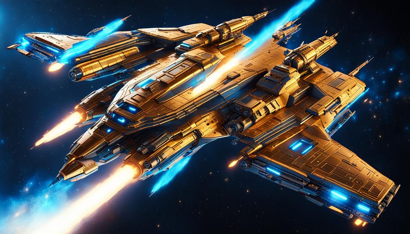 Futuristic Warship Concept Art in Space