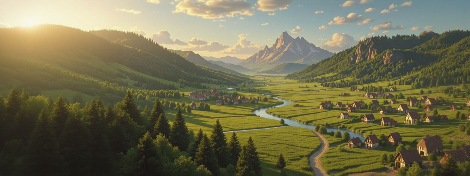 Fantasy Medieval Plains at Sunset and Nightfall