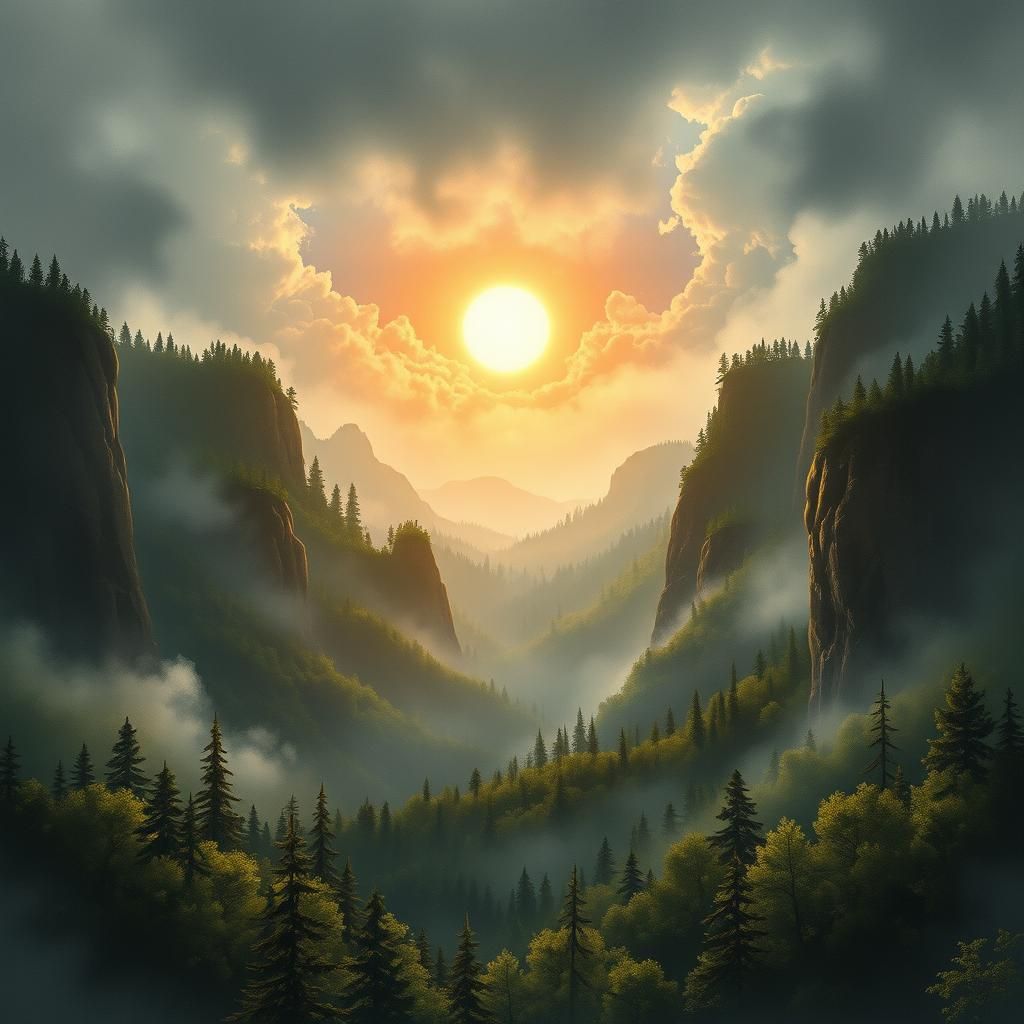 Wildcat Canyon: Sun Over Forest in Watercolor