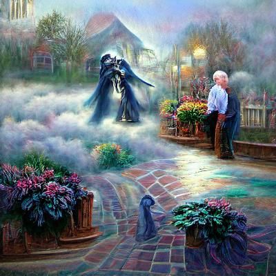 Ethereal Grim Reaper Guiding a Soul