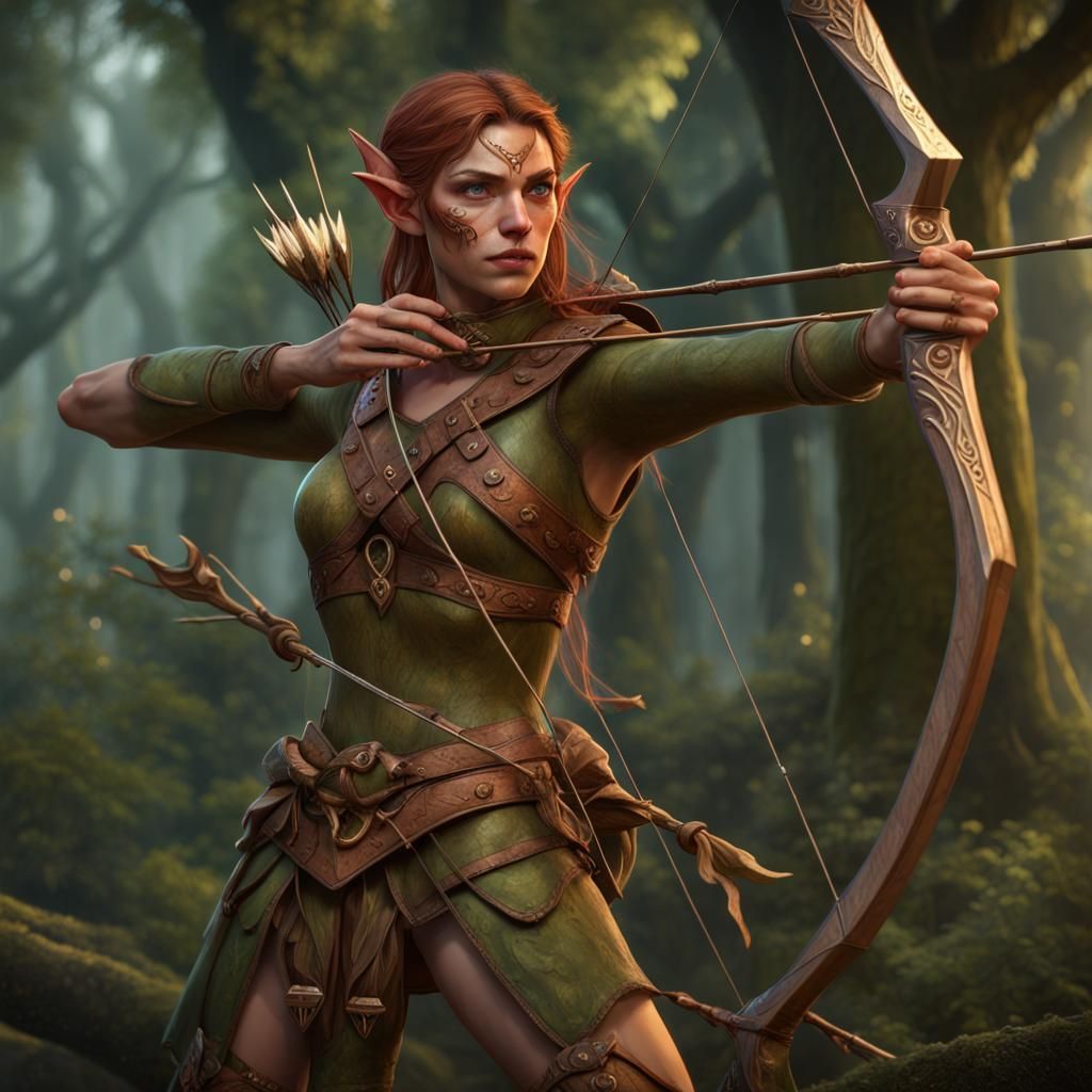 Wood Elf Archer in Detailed Fantasy Art