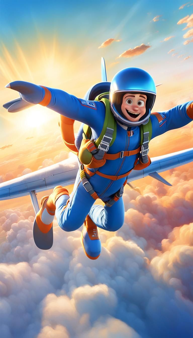Skydiver's Adrenaline Leap: 3D Digital Art