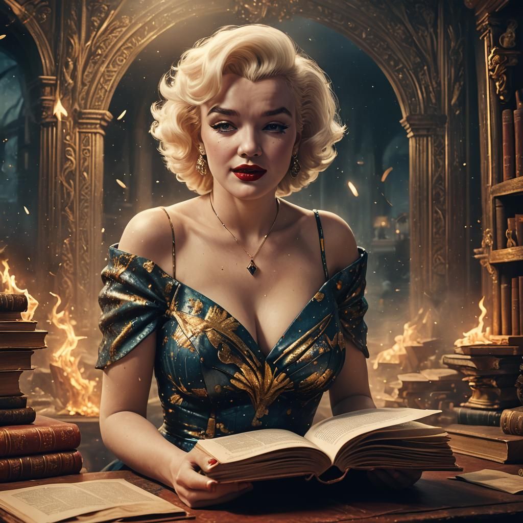 Marilyn Monroe Reads an Illuminated Manuscript