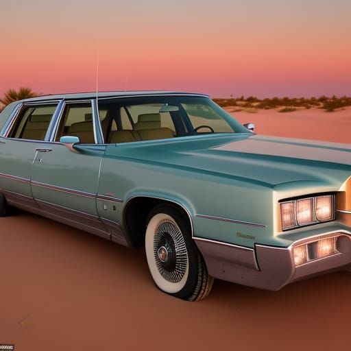 Oldsmobile Regency 98 at Sunset: Desert Road Photography