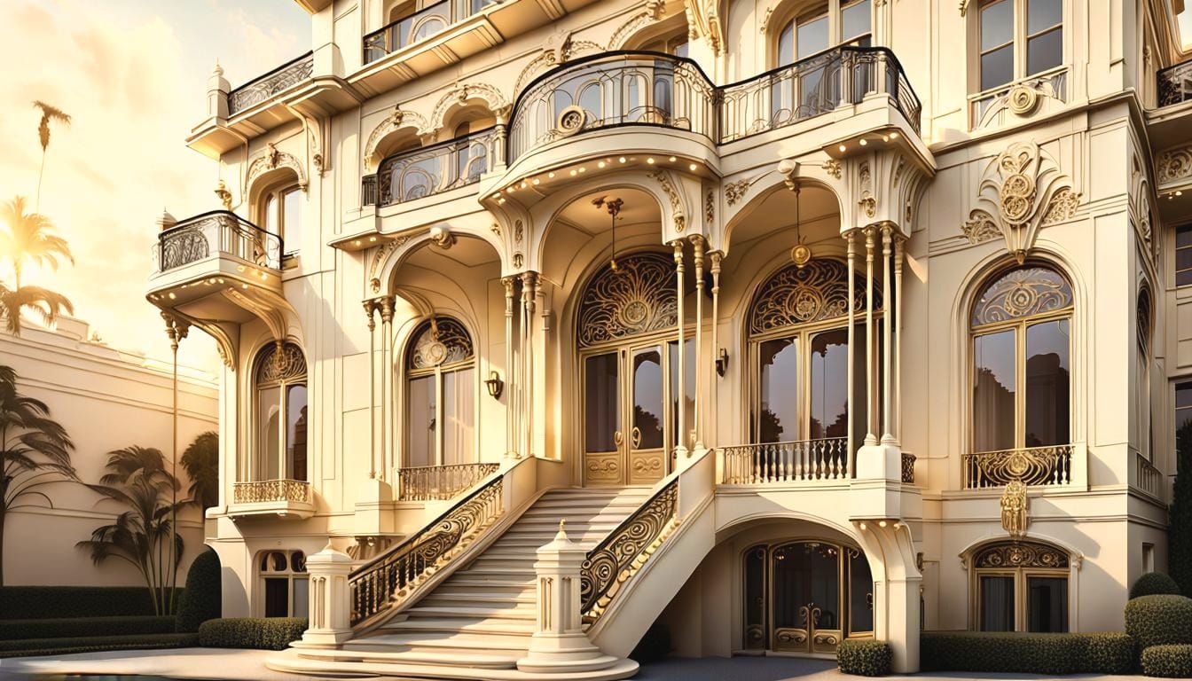 Art Deco Mansion in Cream Color Palette