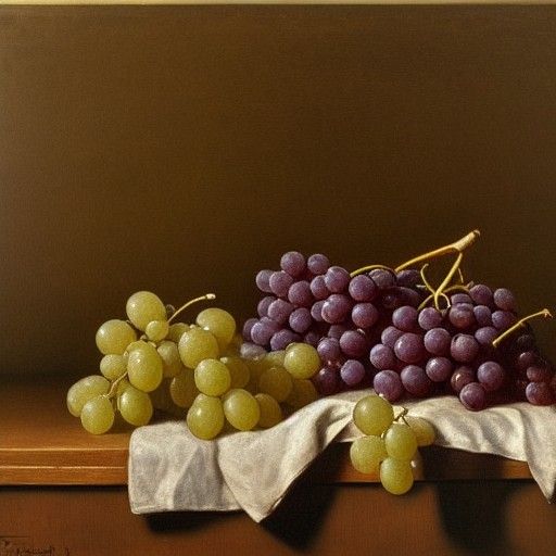 Grapes Still Life in Realistic Style