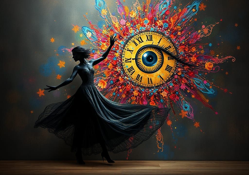 Abstract Chromoshadow Wall Art in Impasto Style