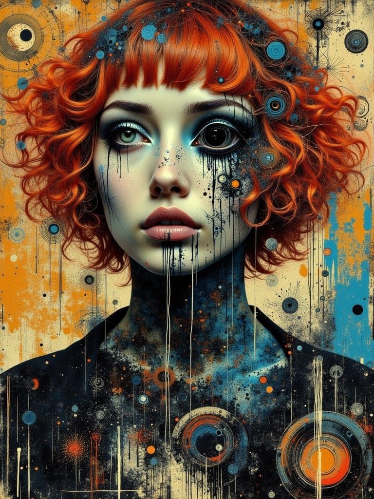 Gothic Abstract Portrait with Zentangle Swirls