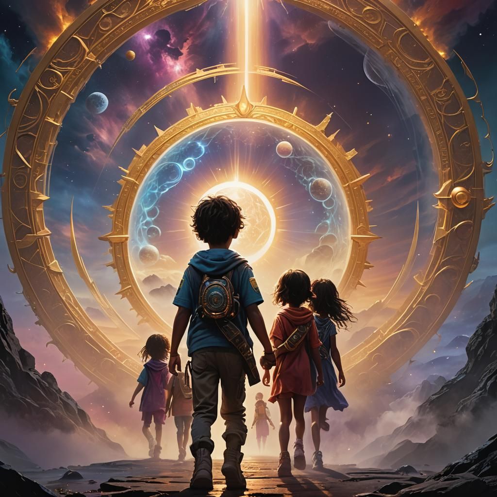 Children Emerge From Stargate in Hyper-Realistic Art