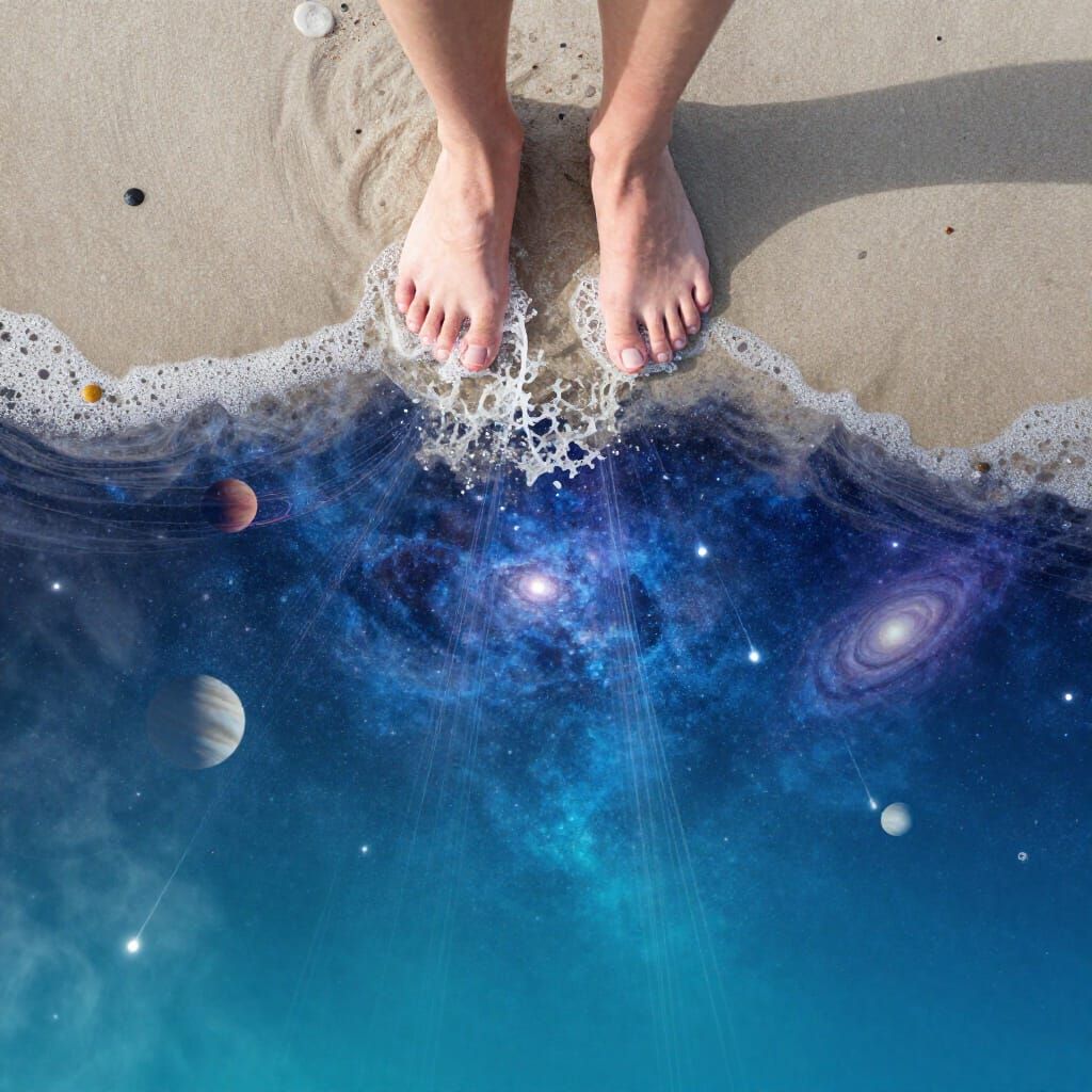 Surreal Beach Meets Cosmic Sky