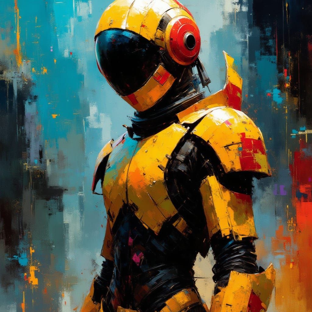 Robot Master posing for paint