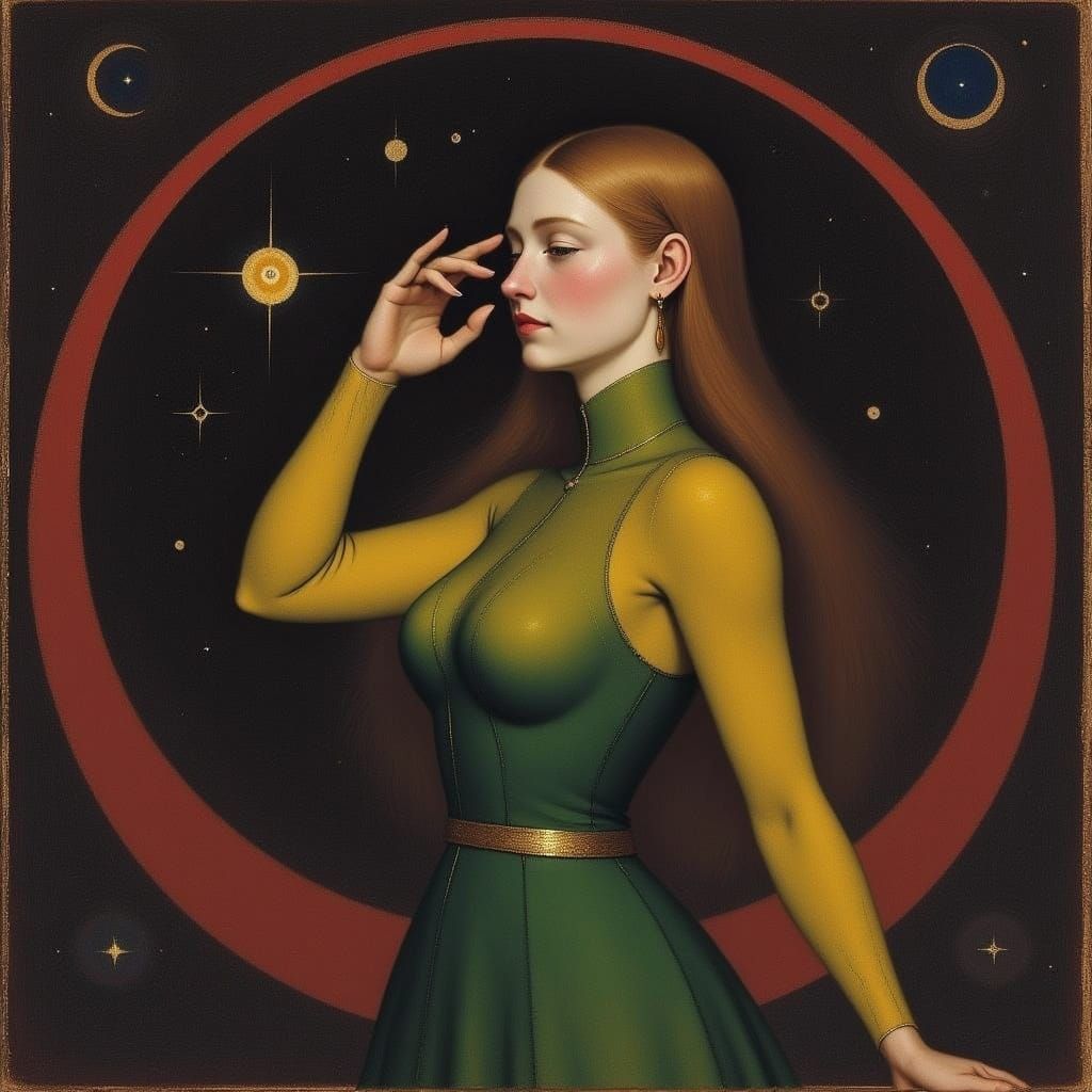 Ethereal Space Goddess in Neo-Renaissance Style