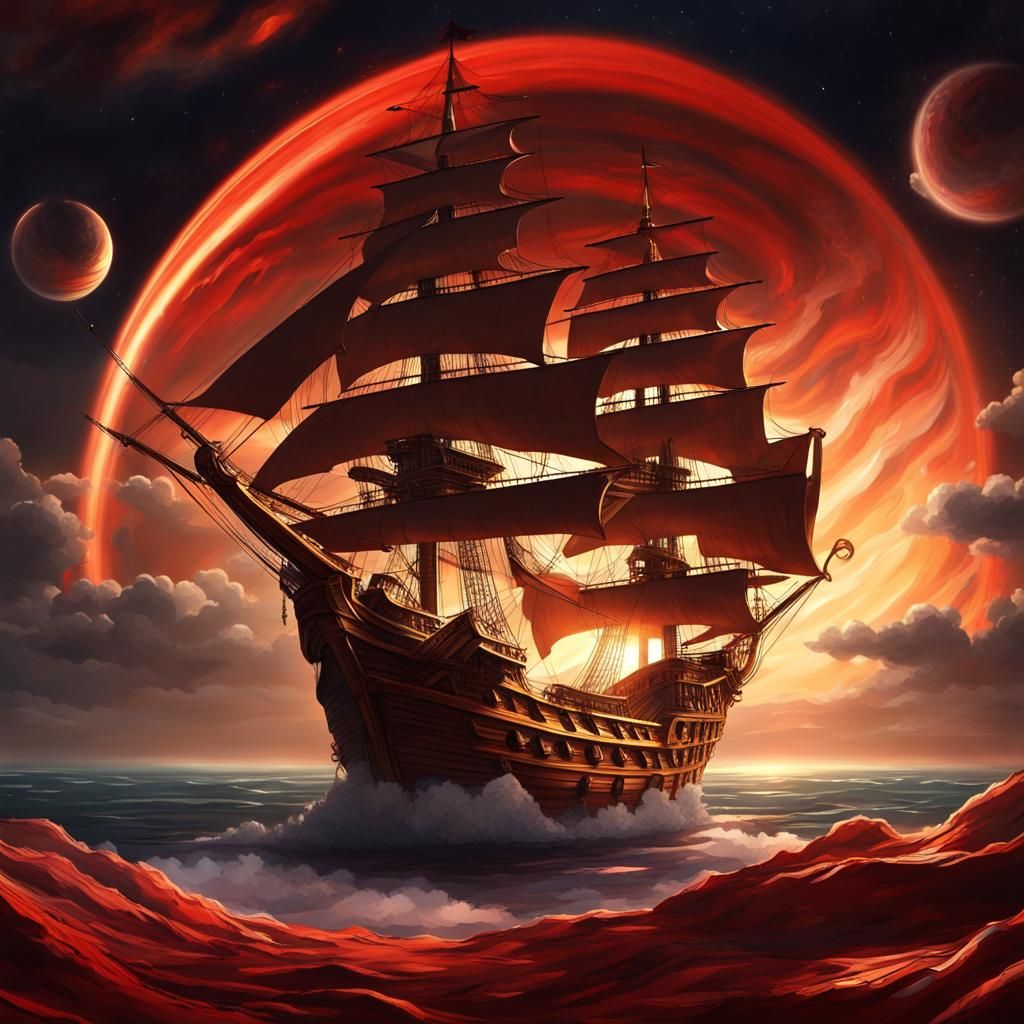 Anime Pirate Ship on Jupiter's Rings