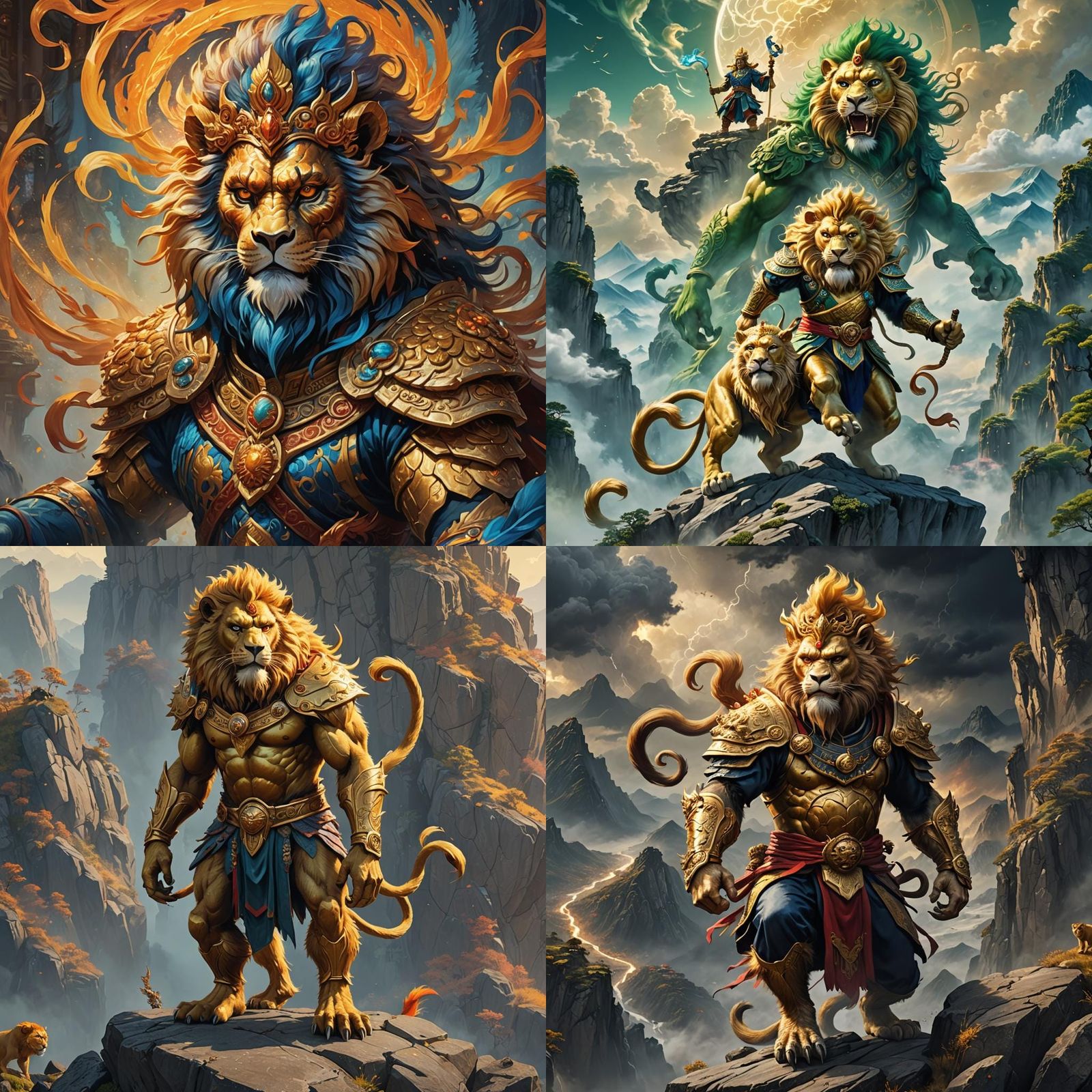 Monkey King Lion Hybrid in Detailed Matte Painting