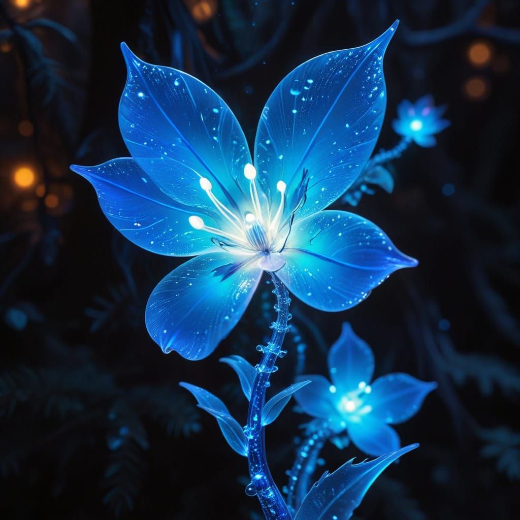 Whimsical Sapphire Bloom in an Alien Twilight