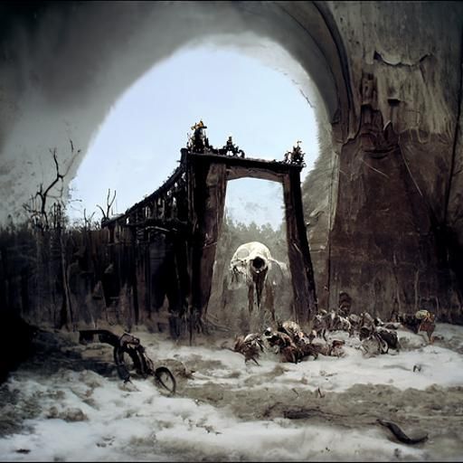 Ancient Hell Gate in Ghost Town: Horror Art