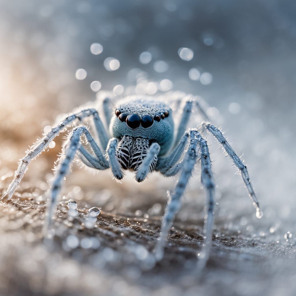Frozen Spider Web: Macro Photography of Nephila Spider
