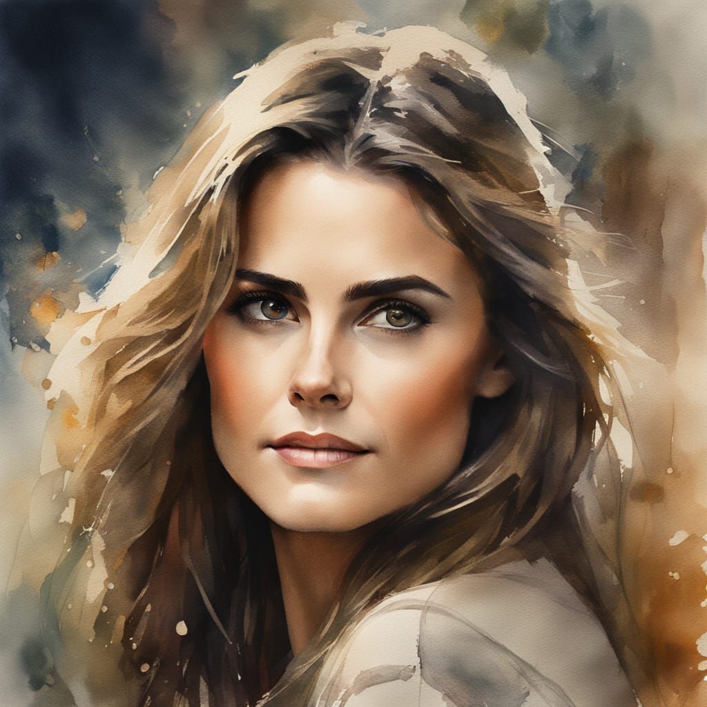 Impressionistic Watercolor Portrait of Keri Russell