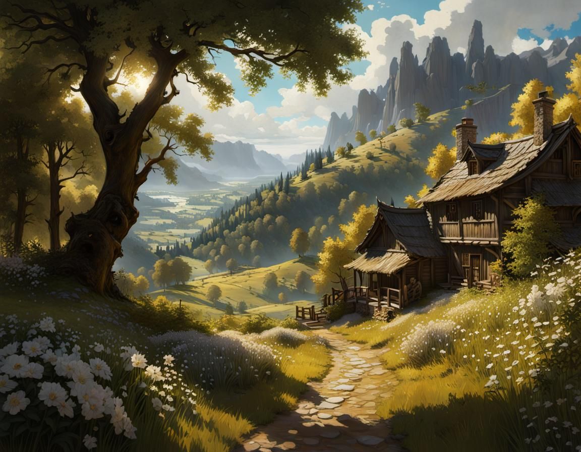 Refined Landscape Painting in Detailed CGI Diorama