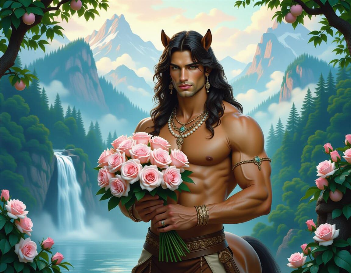 Hyperrealistic Centaur in Ethereal Forest Landscape