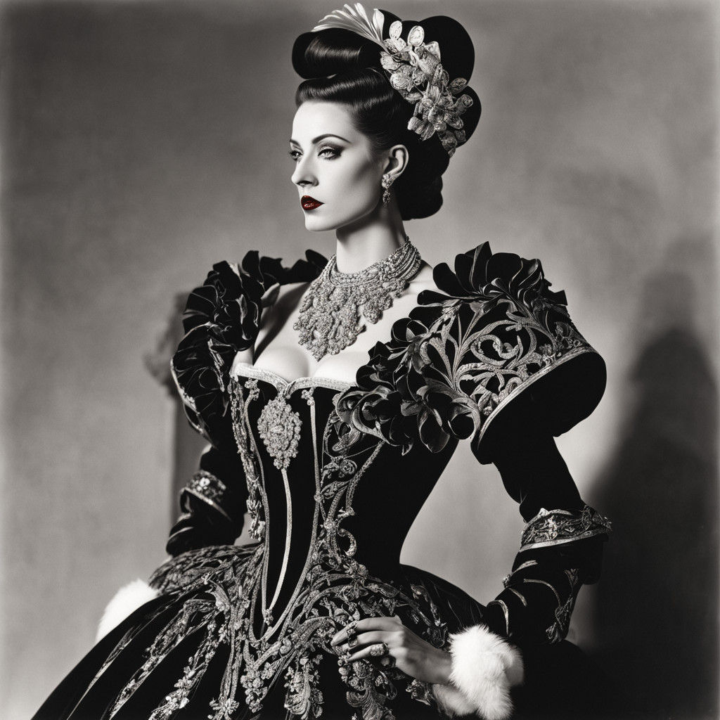 Regal Opera Figure in Black and White Elegance