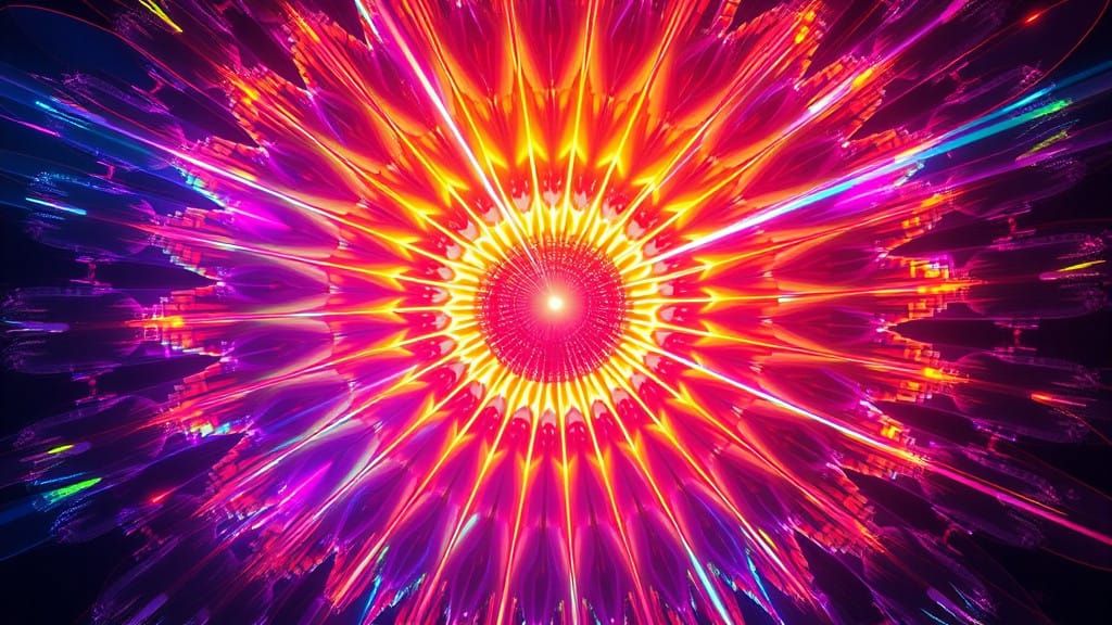 Glowing Sunflower Radiates Divine Proportions in Hyperrealis...