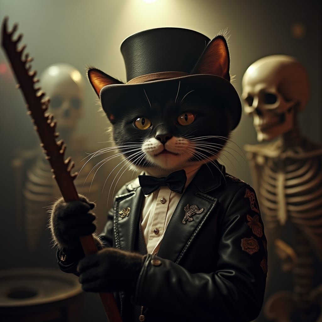 Mischievous Feline in a Dark Club