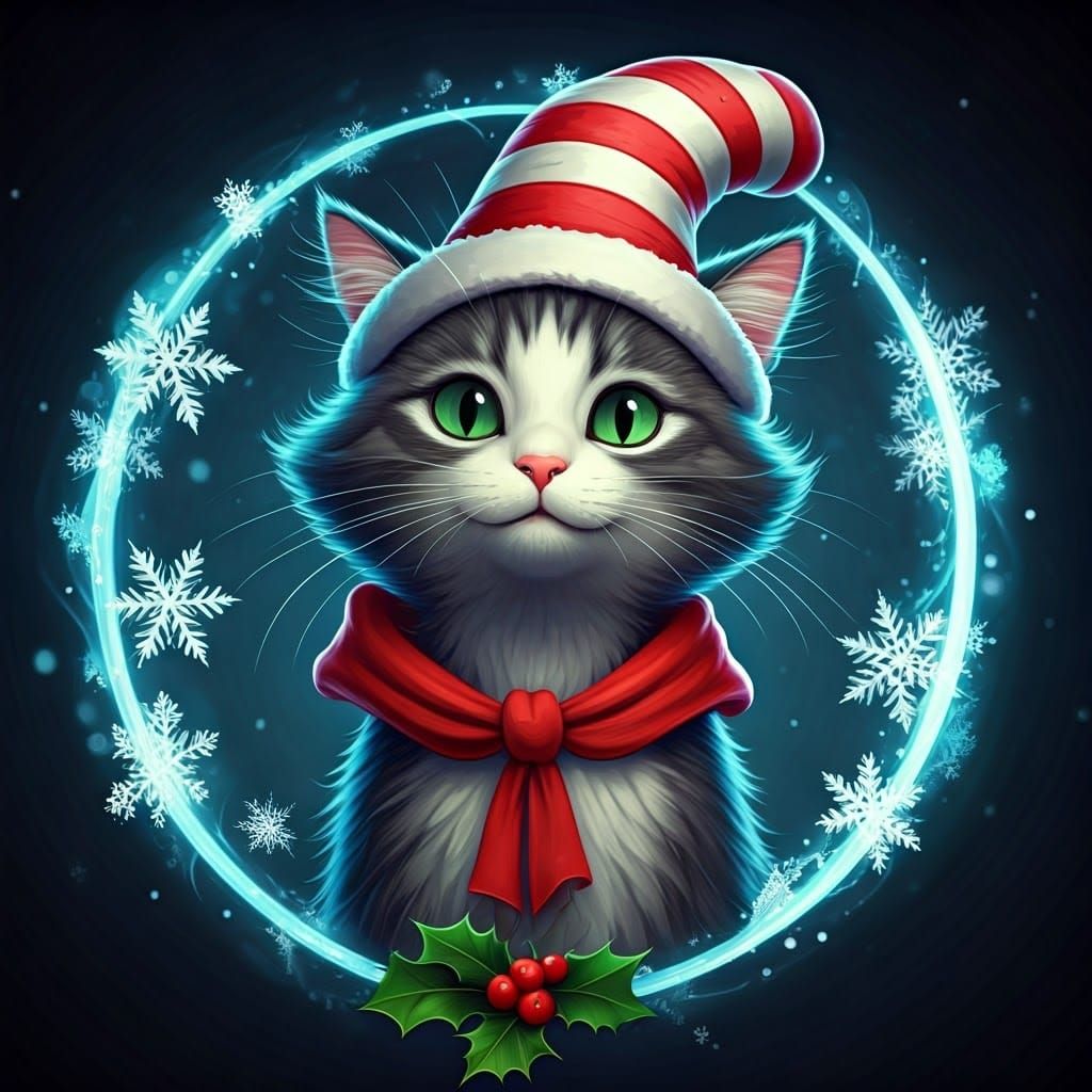 Festive Christmas Cat in 3D Anime Style