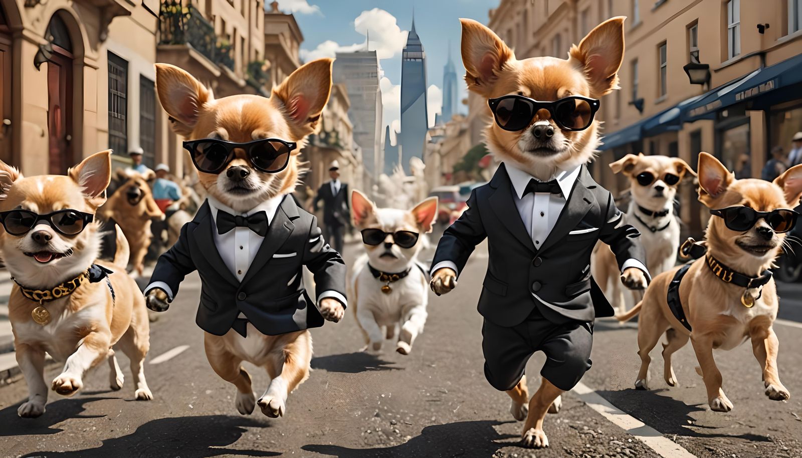 Chihuahua as James Bond in Dog Chase Scene