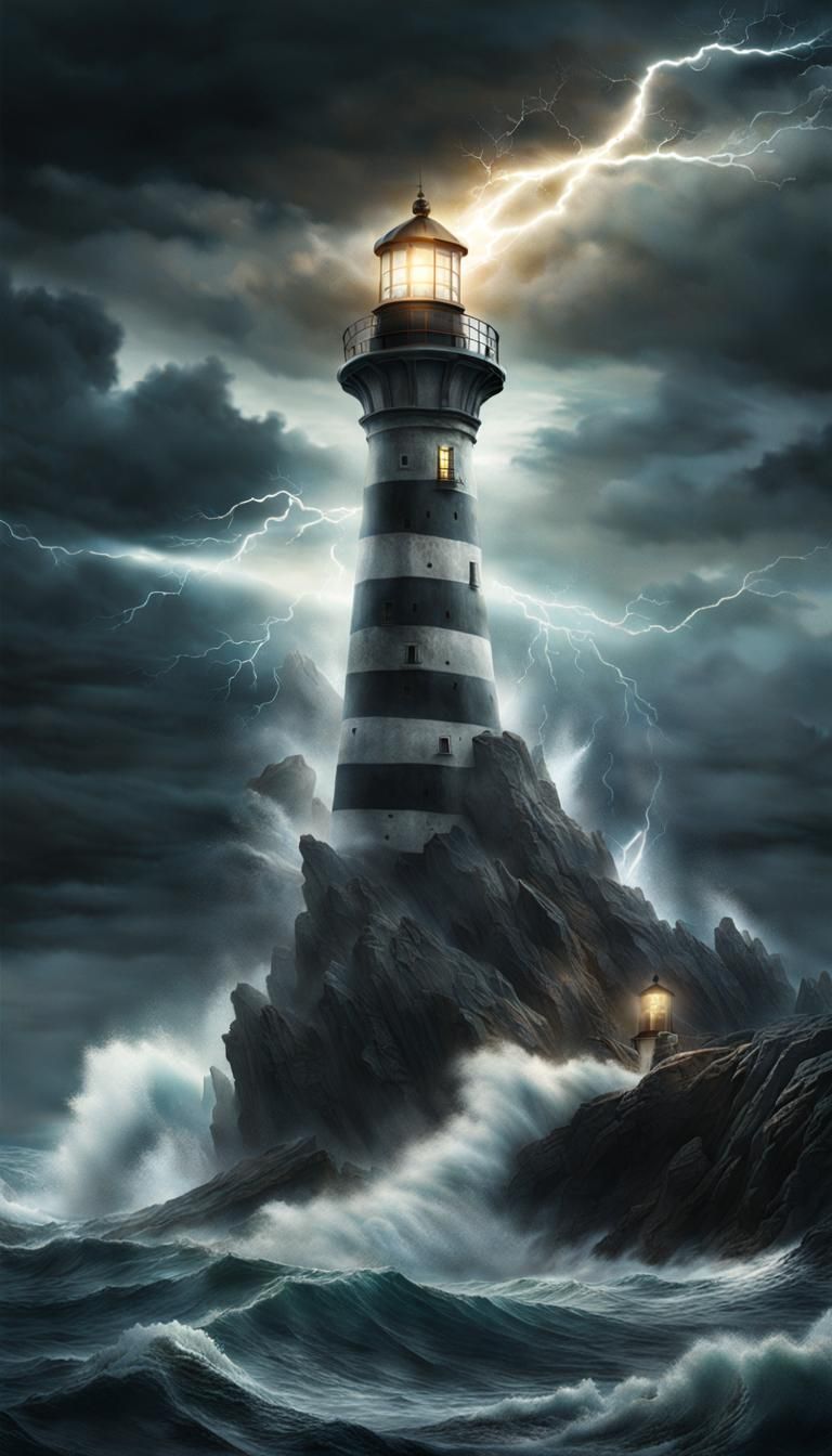 Haunted Lighthouse in a Stormy Nightmare