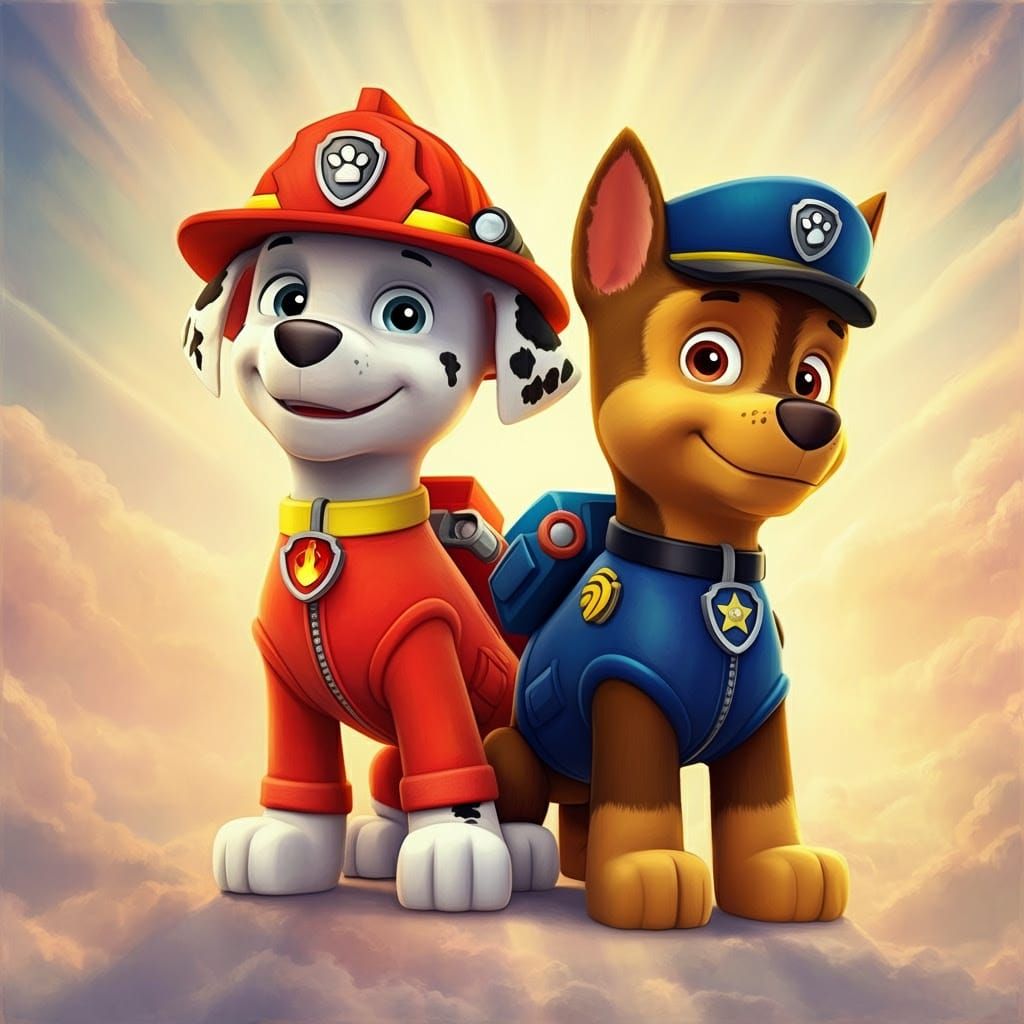 Paw Patrol Heroes in Ethereal Landscape